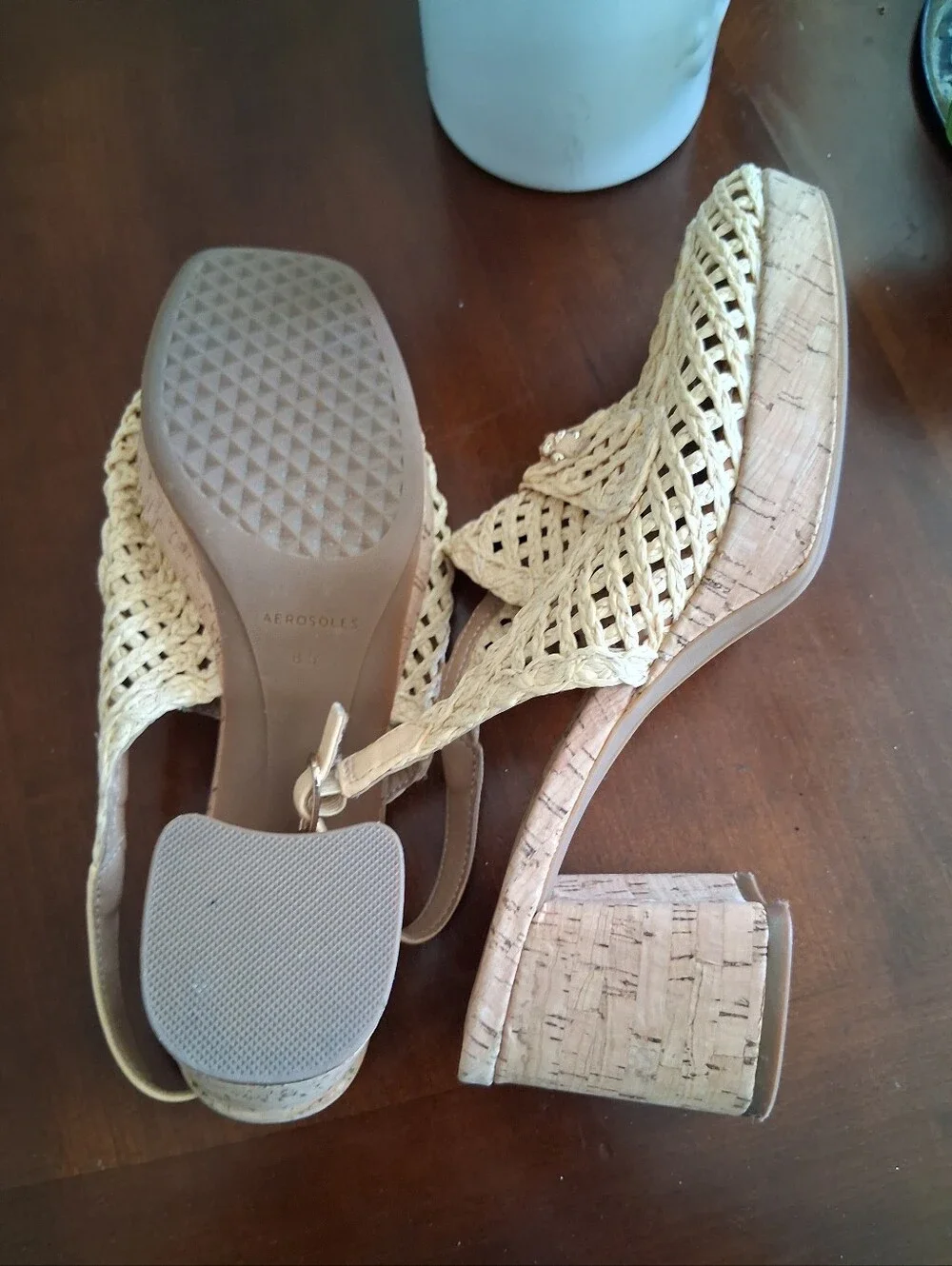 AEROSOLES Natural Raffia Slingback Platform Pump